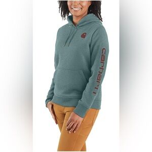 Carhartt Women's Clarksburg Pullover Hooded Sweatshirt Sea Pine Heather 2X